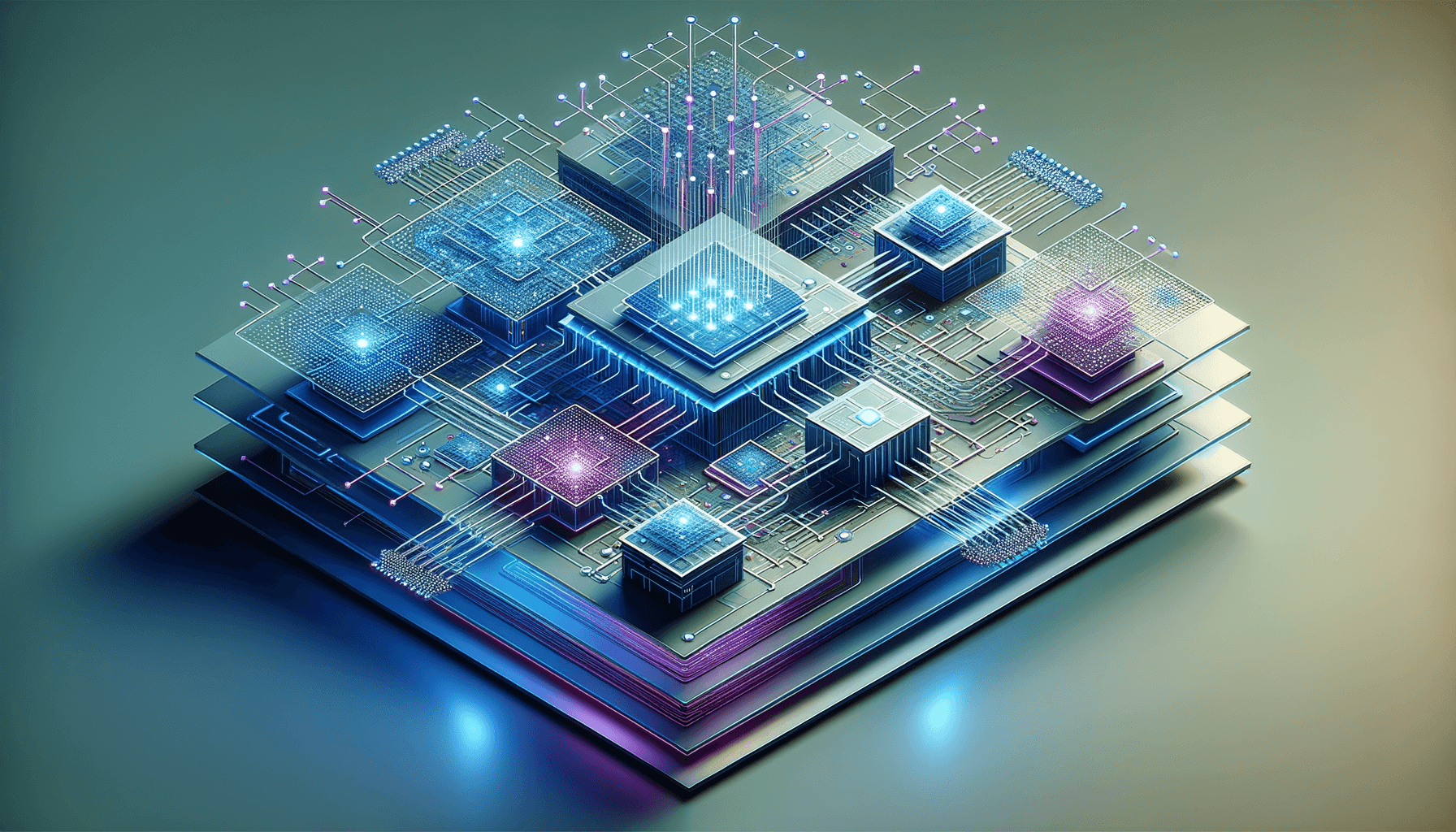 Isometric architectural diagram showing a layered command routing system with branching neural pathways connecting 50+ intent nodes across document, knowledge,