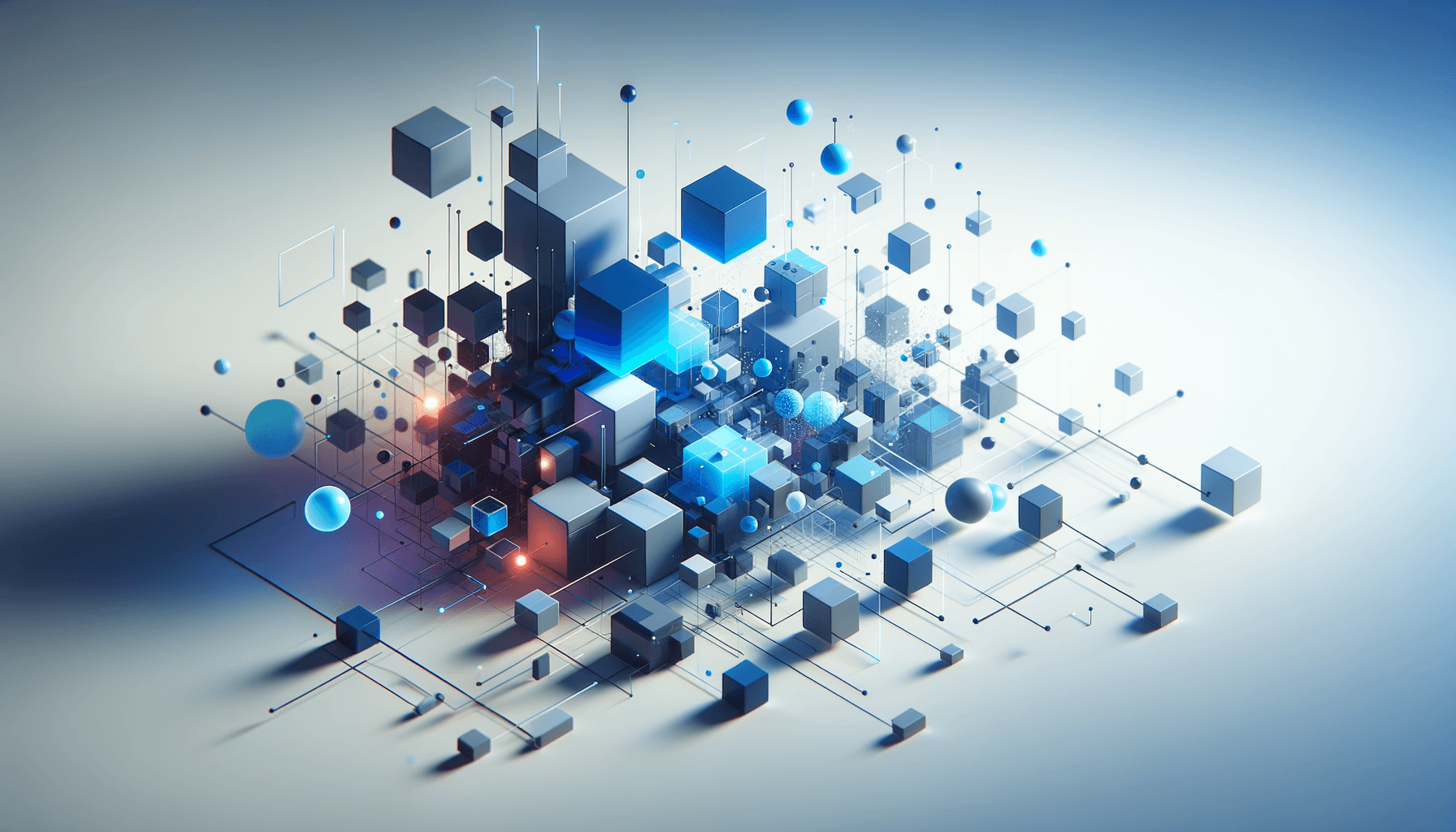 Abstract geometric illustration showing fragmented digital shapes converging into unified structure, representing knowledge worker tool consolidation