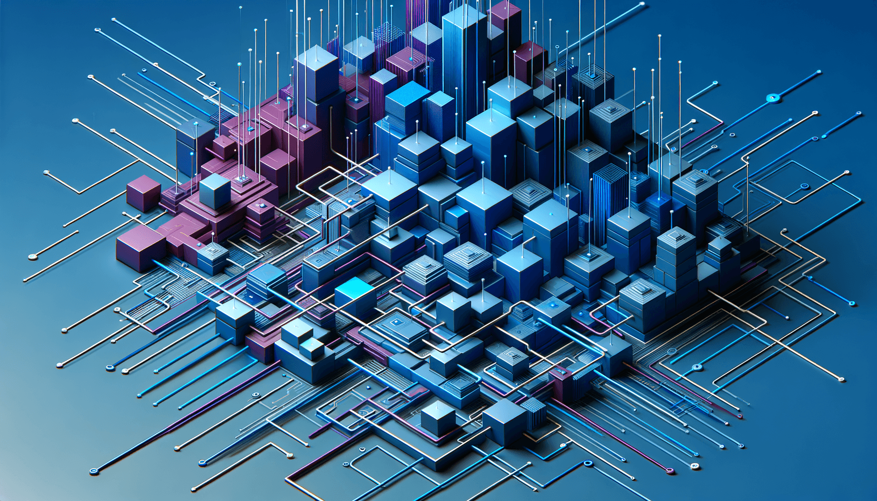 Abstract geometric illustration of tangled blue and purple lines transforming into a streamlined path, representing digital transformation in document managemen